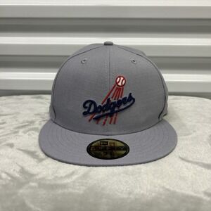 Los Angeles Dodgers Hat Mens Size 7 7/8 Gray New Era Wool Fitted Cap MLB